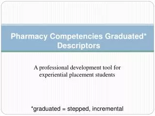 Pharmacy Competencies Graduated* Descriptors :