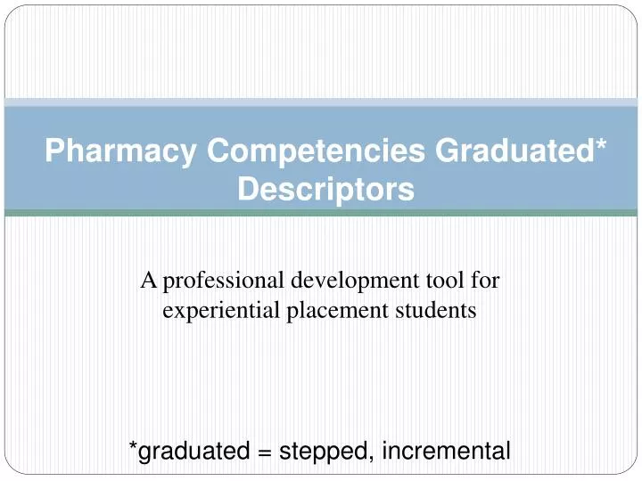 pharmacy competencies graduated descriptors