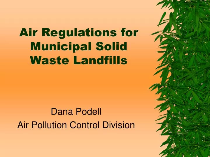 air regulations for municipal solid waste landfills