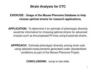 Strain Analysis for CTC
