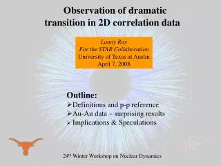 Observation of dramatic transition in 2D correlation data