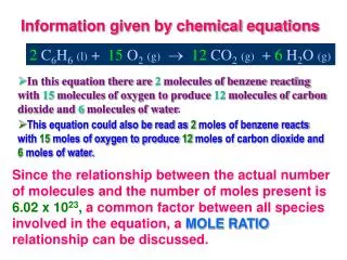 Information given by chemical equations