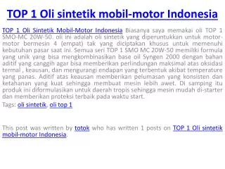 top 1 oli sintetik mobil-motor indonesia