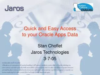 Quick and Easy Access to your Oracle Apps Data