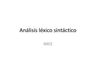 an lisis l xico sint ctico