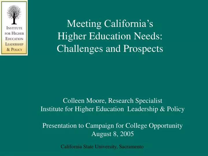 meeting california s higher education needs challenges and prospects