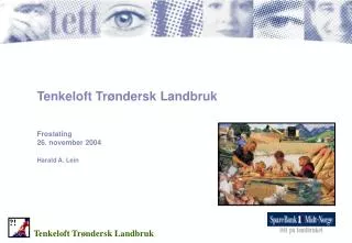 Tenkeloft Trøndersk Landbruk Frostating 26. november 2004 Harald A. Lein