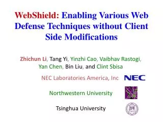 WebShield : Enabling Various Web Defense Techniques without Client Side Modifications