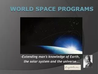 WORLD SPACE PROGRAMS