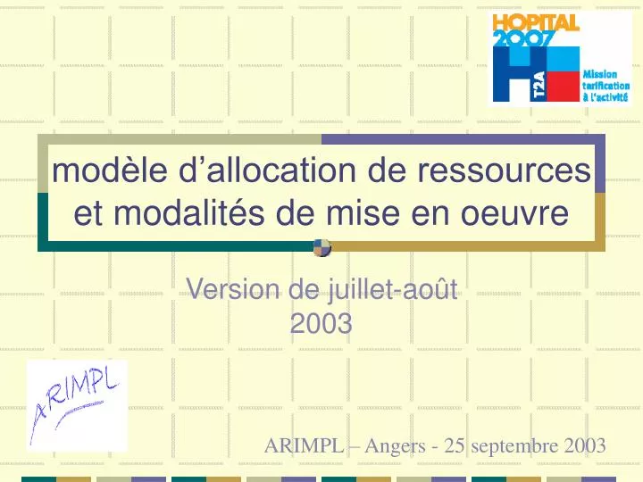 mod le d allocation de ressources et modalit s de mise en oeuvre