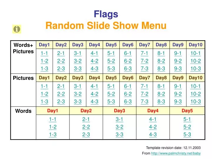 flags random slide show menu