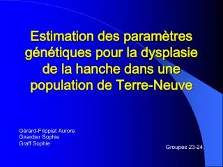 Estimation des paramètres génétiques pour la dysplasie de la hanche dans une population de Terre-Neuve