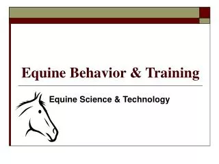 Equine Behavior &amp; Training
