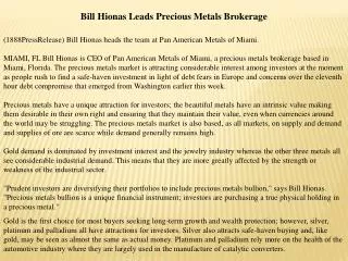bill hionas leads precious metals brokerage