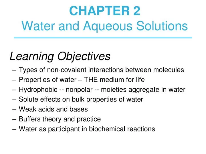 chapter 2 water and aqueous solutions