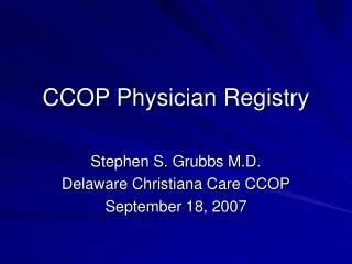 CCOP Physician Registry
