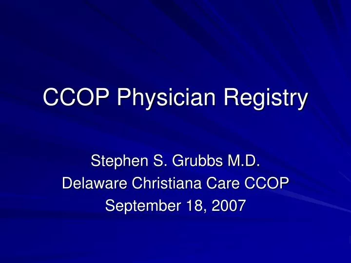 ccop physician registry