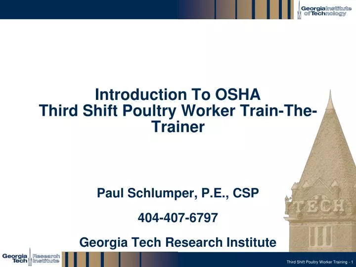 introduction to osha third shift poultry worker train the trainer