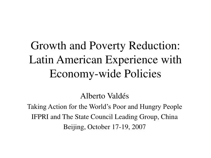 growth and poverty reduction latin american experience with economy wide policies