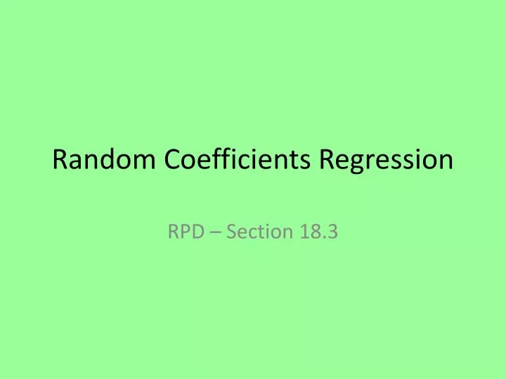 random coefficients regression