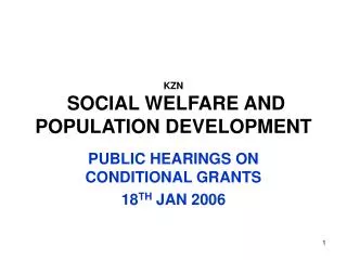 KZN SOCIAL WELFARE AND POPULATION DEVELOPMENT