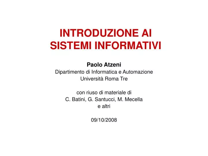 introduzione ai sistemi informativi