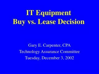 IT Equipment Buy vs. Lease Decision