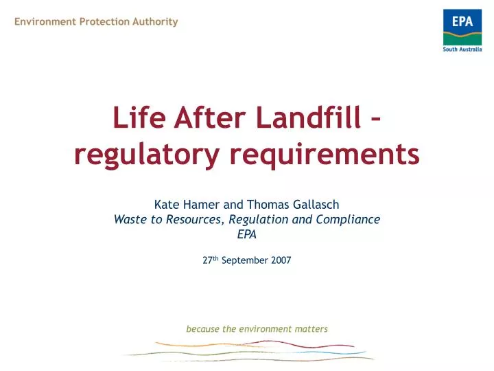 life after landfill regulatory requirements