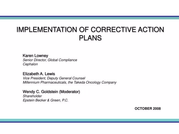 implementation of corrective action plans