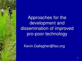 Approaches for the development and dissemination of improved pro-poor technology
