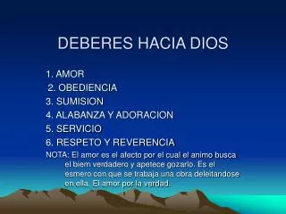 DEBERES HACIA DIOS