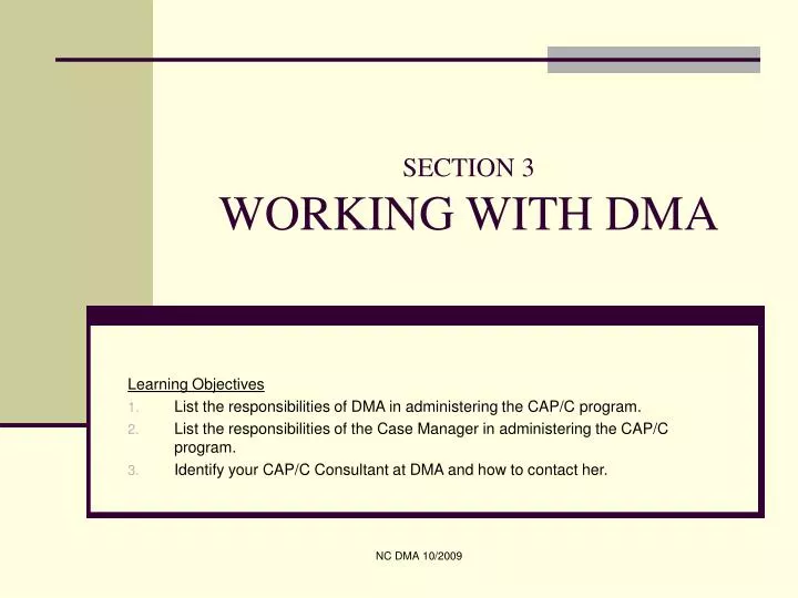 section 3 working with dma