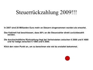 steuerr ckzahlung 2009