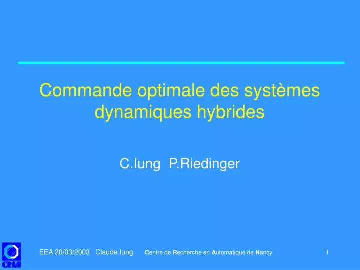 commande optimale des syst mes dynamiques hybrides