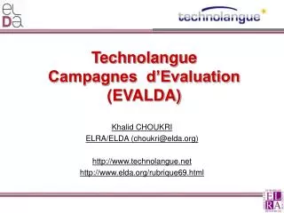 technolangue campagnes d evaluation evalda