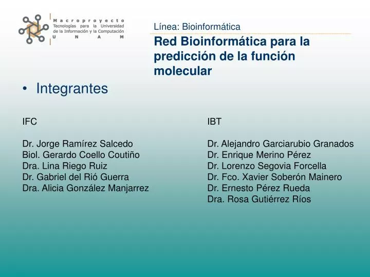 red bioinform tica para la predicci n de la funci n molecular