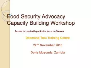 Food Security Advocacy Capacity Building Workshop