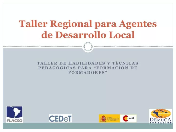 taller regional para agentes de desarrollo local