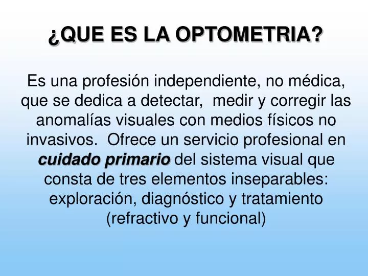 que es la optometria