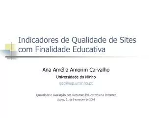 indicadores de qualidade de sites com finalidade educativa