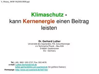 Klimaschutz - kann Kernenergie einen Beitrag leisten