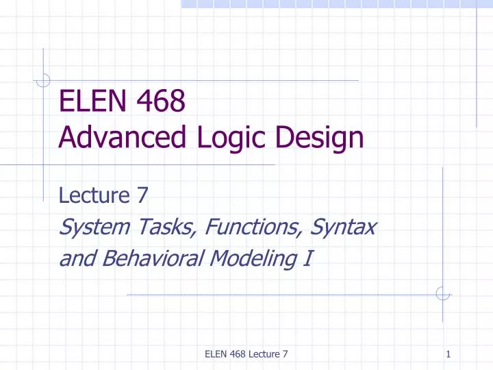 elen 468 advanced logic design