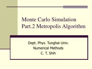 Monte Carlo Simulation Part.2 Metropolis Algorithm