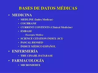 bases de datos m dicas