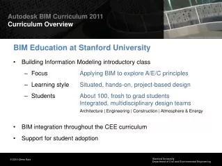 BIM Education at Stanford University