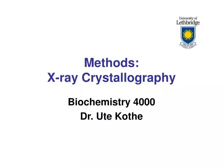 methods x ray crystallography