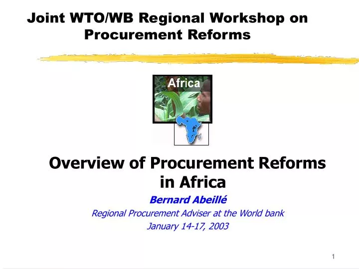 joint wto wb regional workshop on procurement reforms