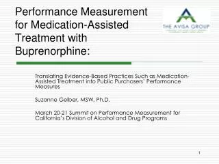 Performance Measurement for Medication-Assisted Treatment with Buprenorphine: