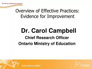 Overview of Effective Practices: Evidence for Improvement