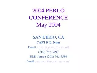 2004 PEBLO CONFERENCE May 2004